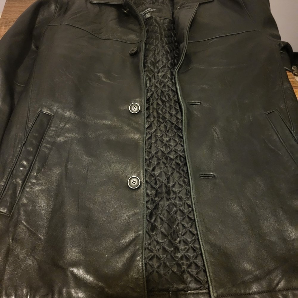 Claiborne Black Leather Trench Coat